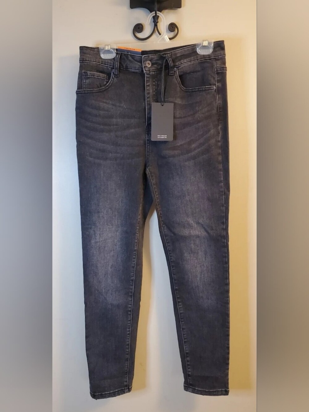 Risen Los Angeles High Rise Skinny Jeans Black Gray Wash Distressed NWT Size 11